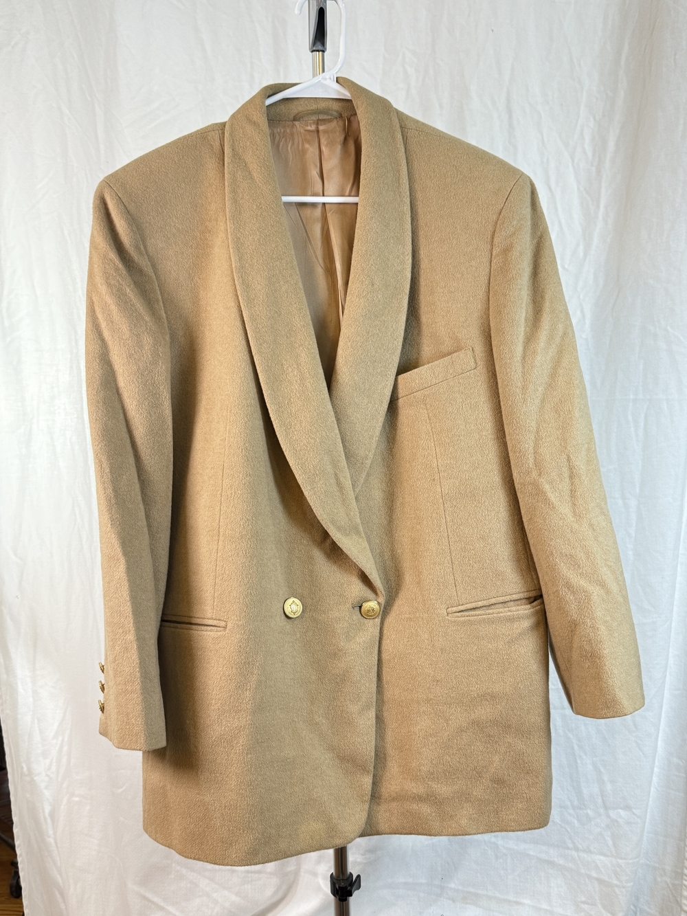 Vintage Pietrafesa For Studio 121 Double-Breasted 100% Camel Hair Blazer sz 14